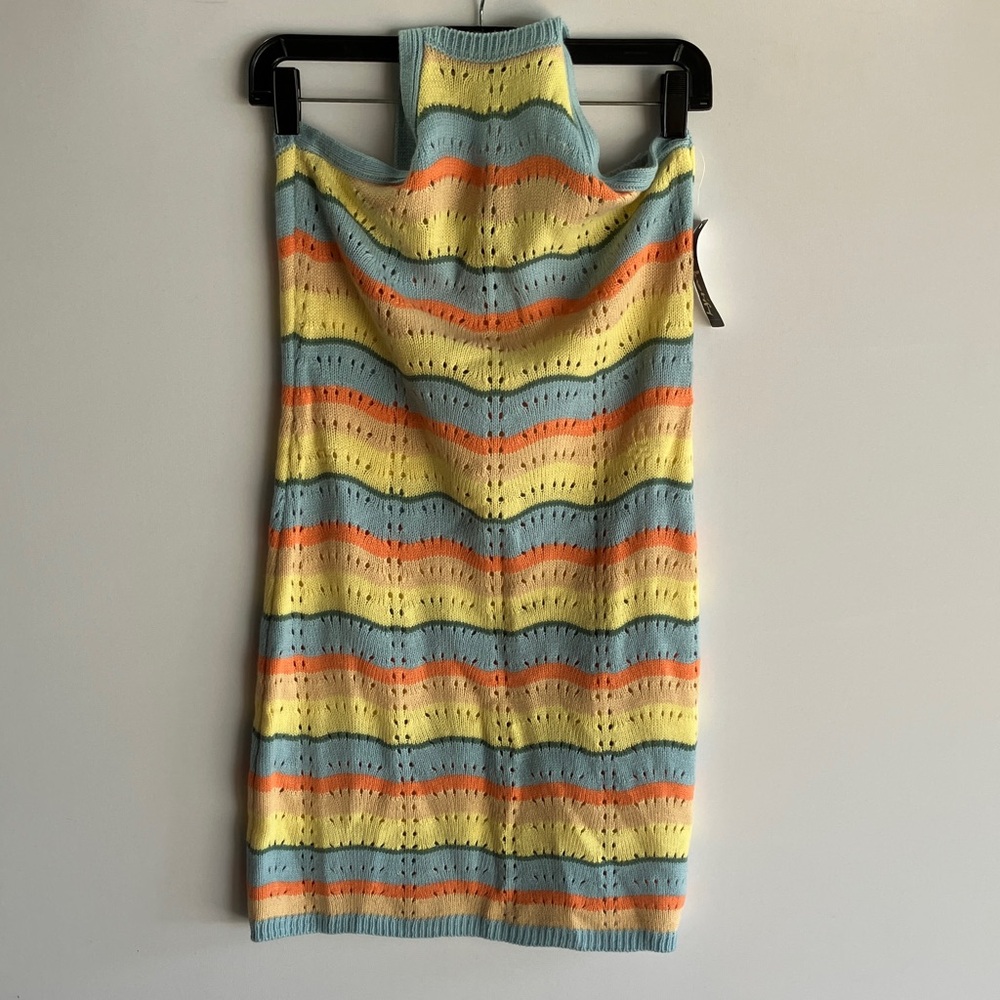 Justify Strapless Knit Dress in Yellow, Blue, and Orange